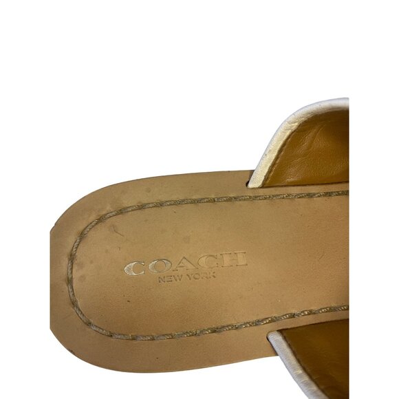 Coach Women's 7 Eileen Turn lock Slide Sandals Ivory/Silver Buckle EU 37 - Picture 12 of 13